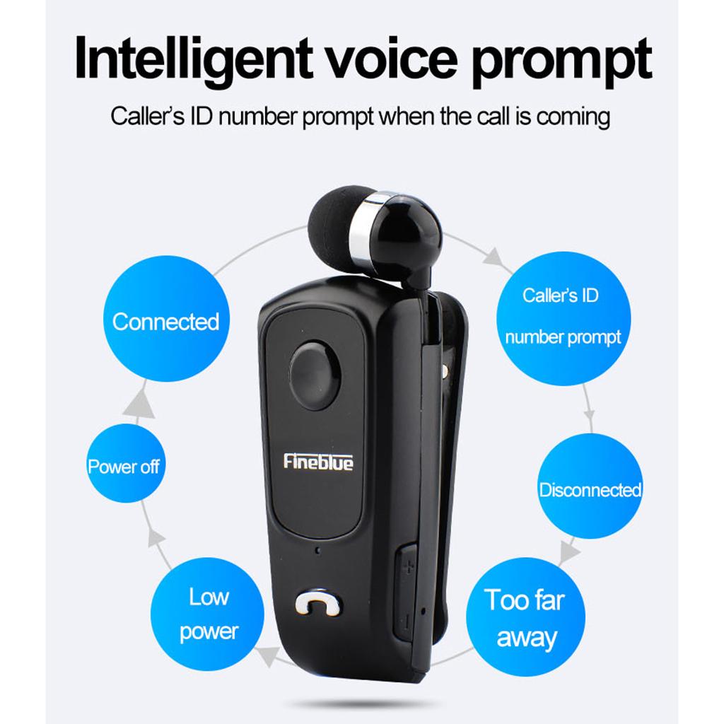Fineblue Bluetooth Headset Collar Clip Earphone Universal Earpiece Black