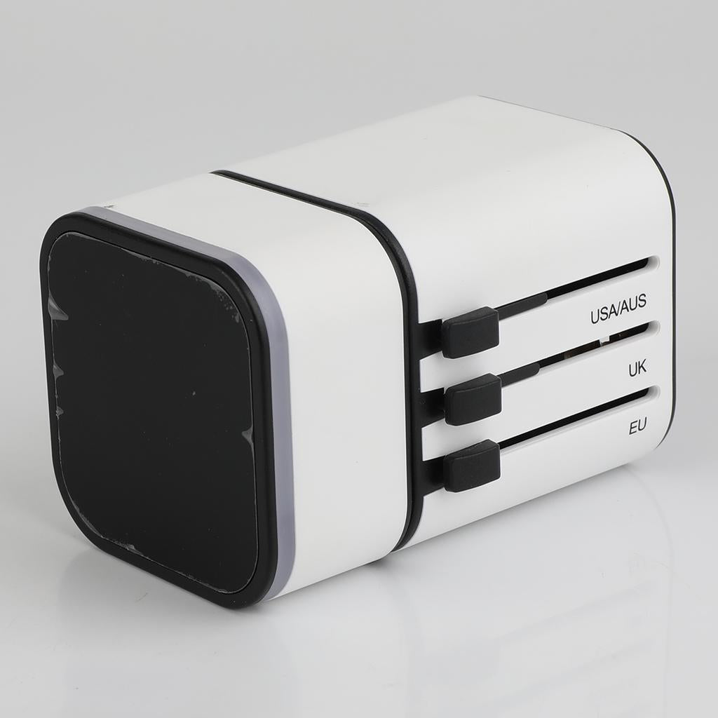 Travel Adapter International Power Charger Plug Converter 2-USB Type-C White