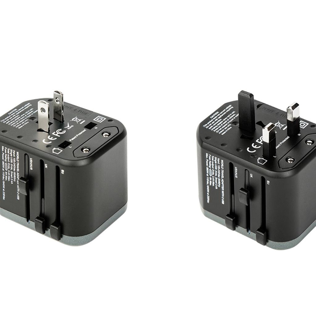 Universal All in One Travel Adapter Power Converter 2 USB Port Silver