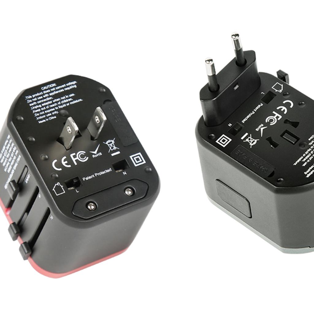 Universal All in One Travel Adapter Power Converter 2 USB Port Silver
