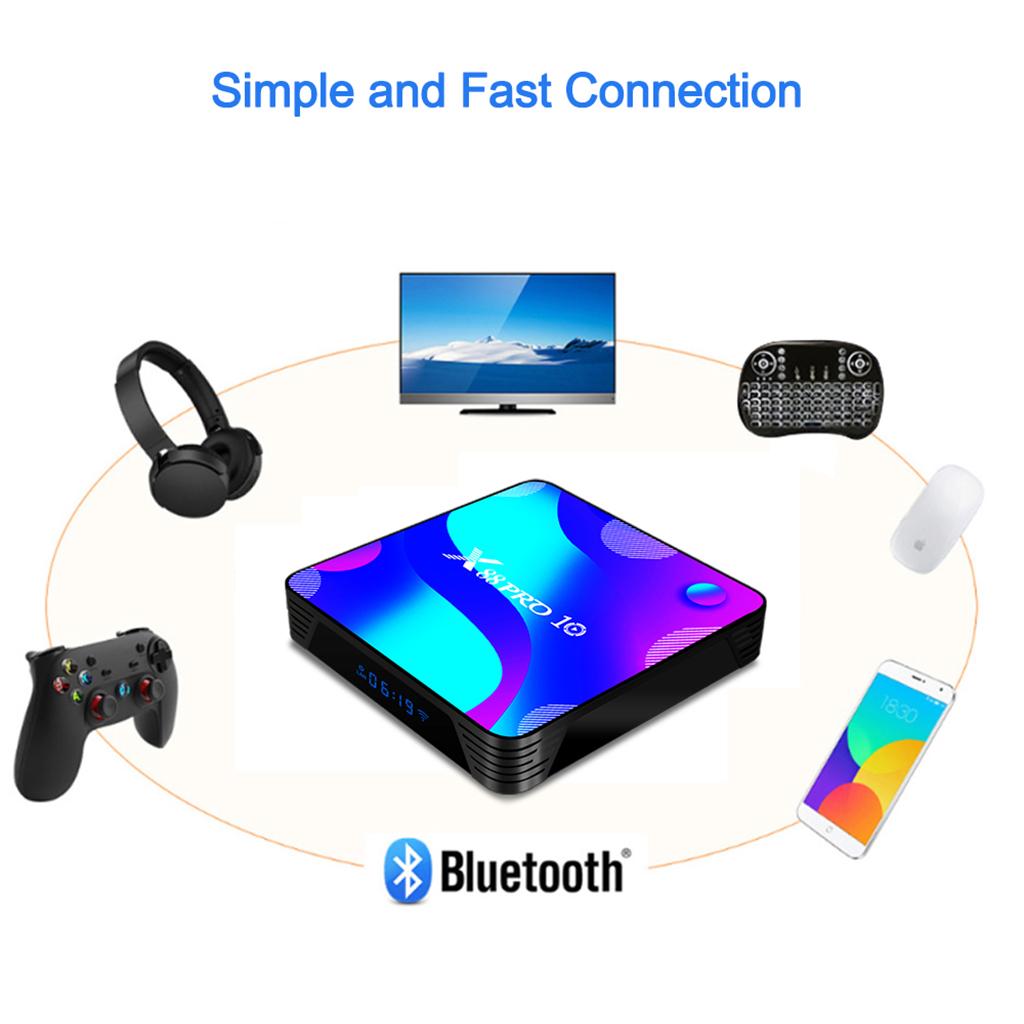 4K Ultra HD X88 PRO 10 Quad Core Smart Media Player RK3318  4G+32G EU Plug