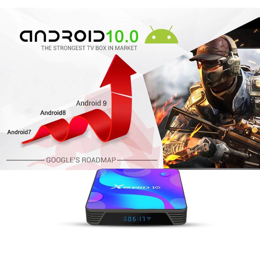 4K Ultra HD X88 PRO 10 Quad Core Smart Media Player RK3318  4G+64G EU Plug