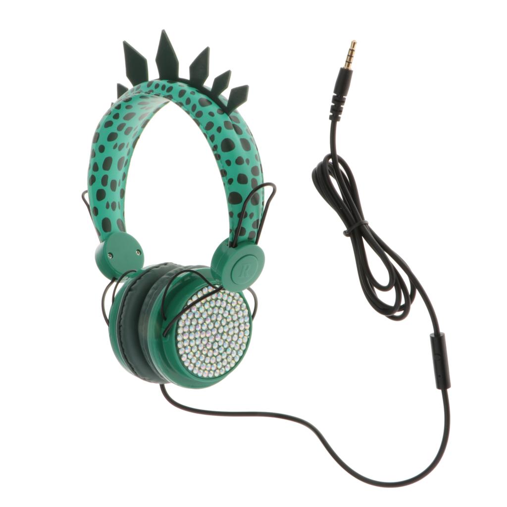 Cute Dinosaur Cartoon Kids Boys Wired Headphone Headset With Microphone
