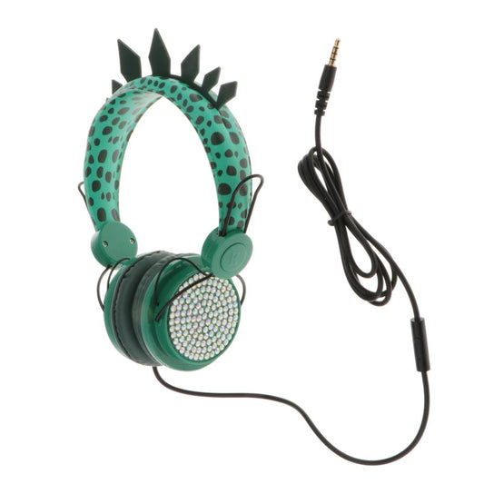 Cute Dinosaur Cartoon Kids Boys Wired Headphone Headset With Microphone