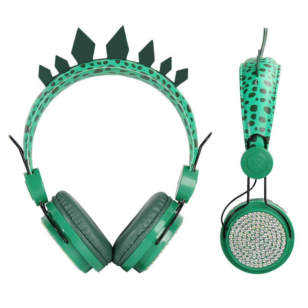 Cute Dinosaur Cartoon Kids Boys Wired Headphone Headset With Microphone