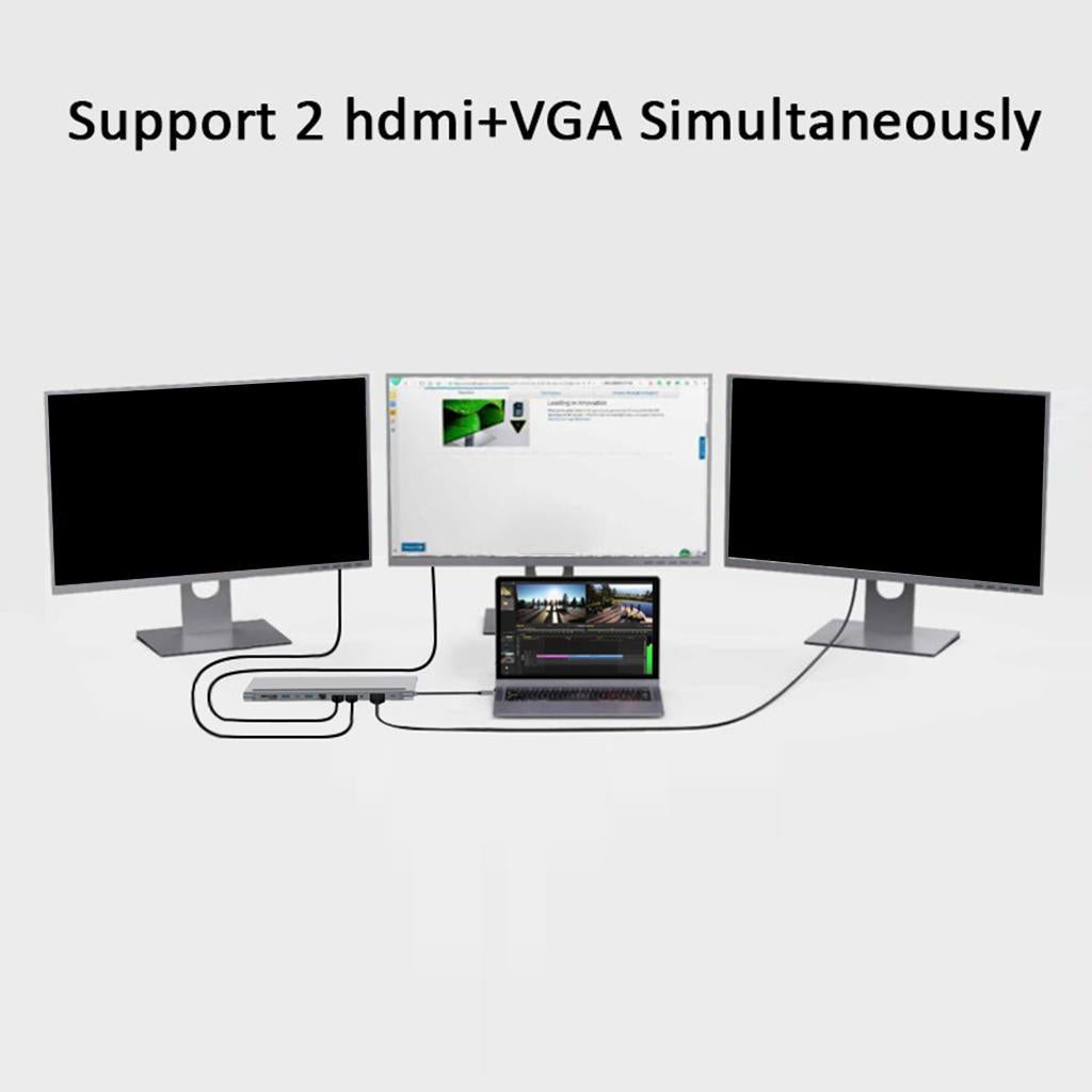 USB Type C 3.0 to HDMI 12 in 1 Hub Adapter (HDMI + USB3.0 + USB2.0 + VGA )
