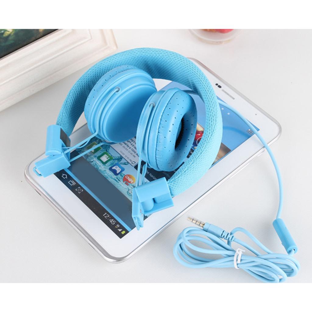 EP05 3.5mm Wired Headphones w/ Mic Headset For Phone Computer PC Blue