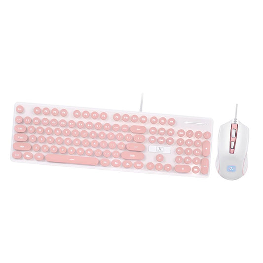 N520 Wired USB Mechanical Keyboard Game Mouse Set Whisper-Quiet  pink