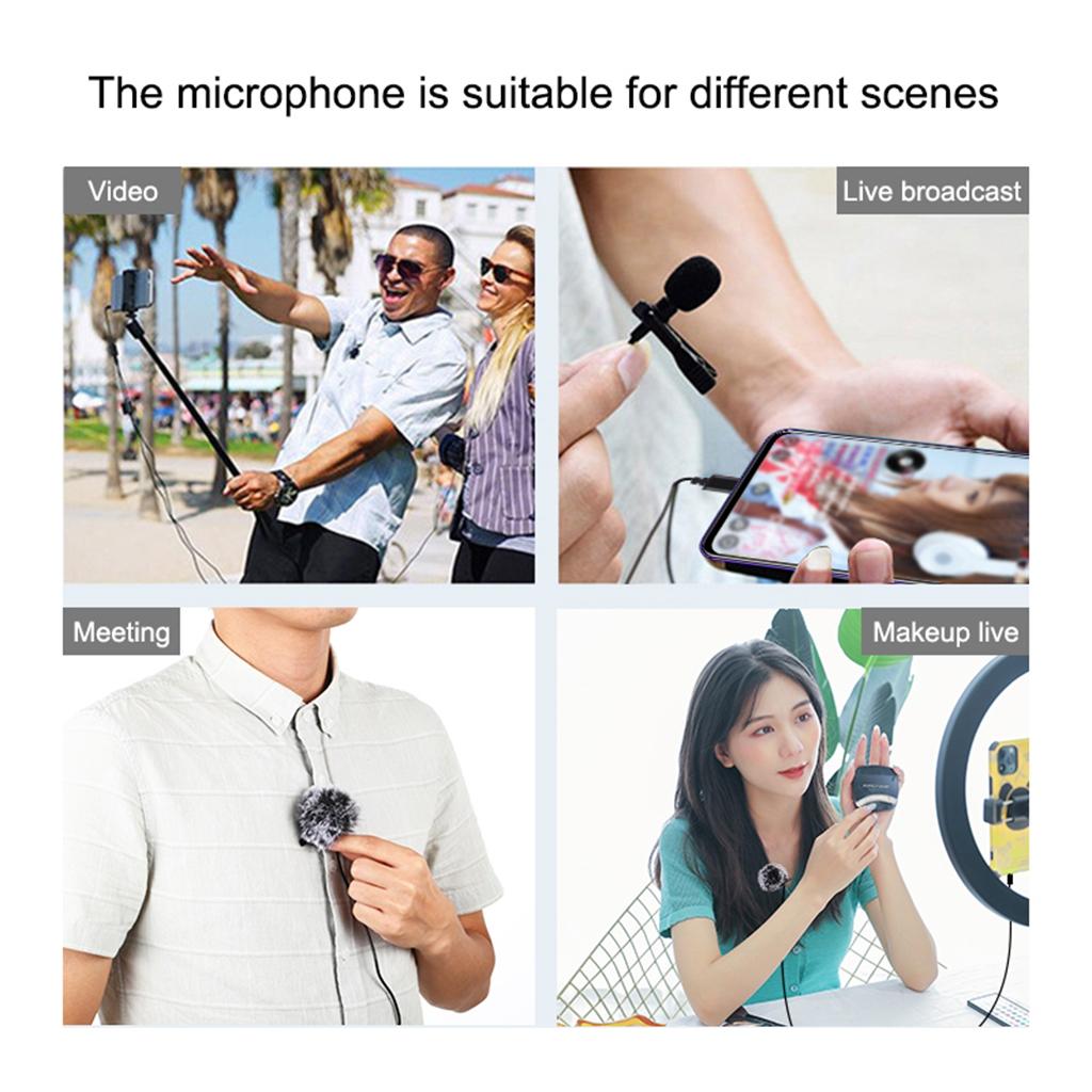 Clip-on Lapel Mini Lavalier Mic Microphone For Phone 3.5mm Jack 1.5M