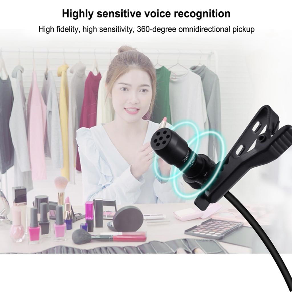 Clip-on Lapel Mini Lavalier Mic Microphone For Phone 3.5mm Jack 1.5M