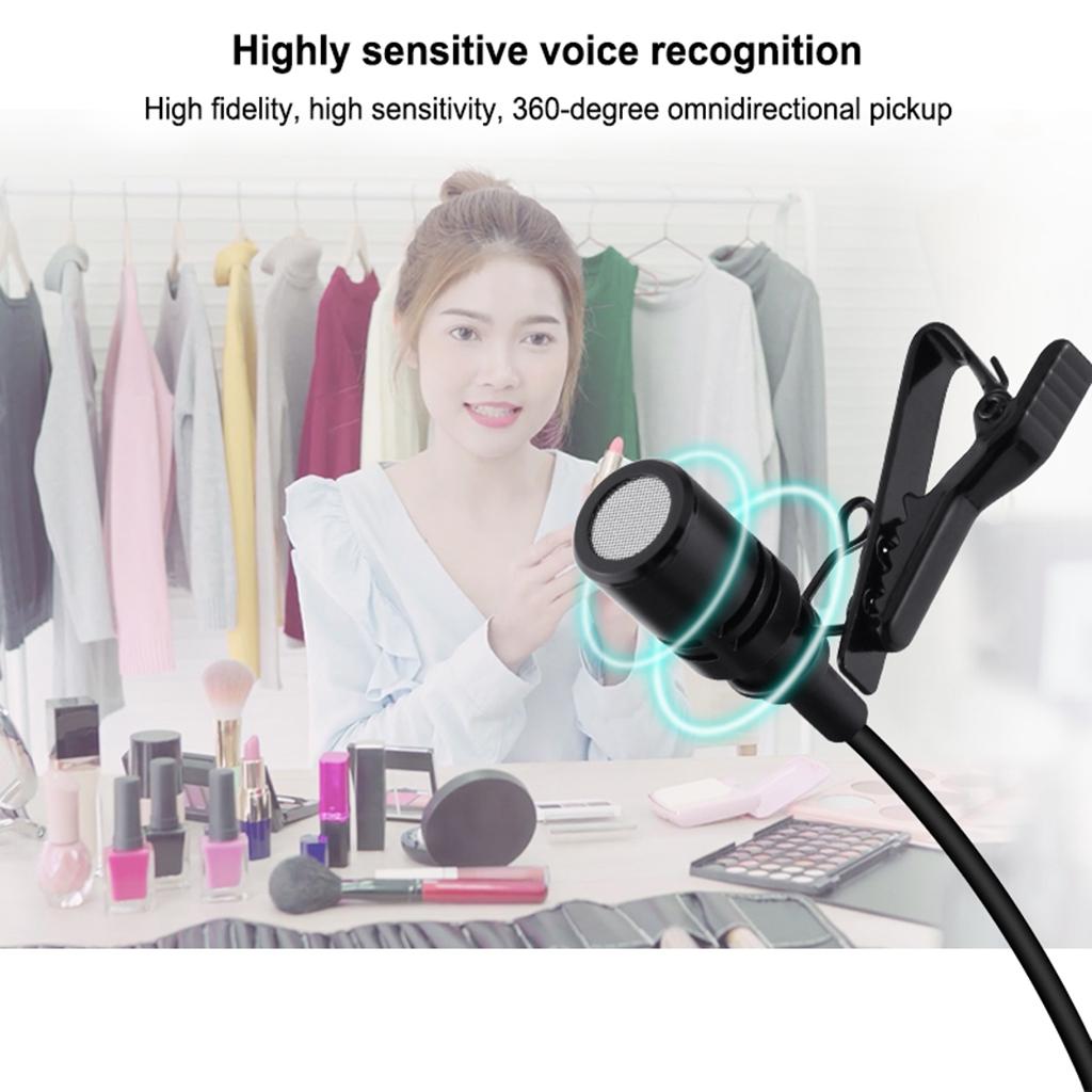 Clip-on Lapel Mini Lavalier Mic Microphone For Phone Omni-direction 6M