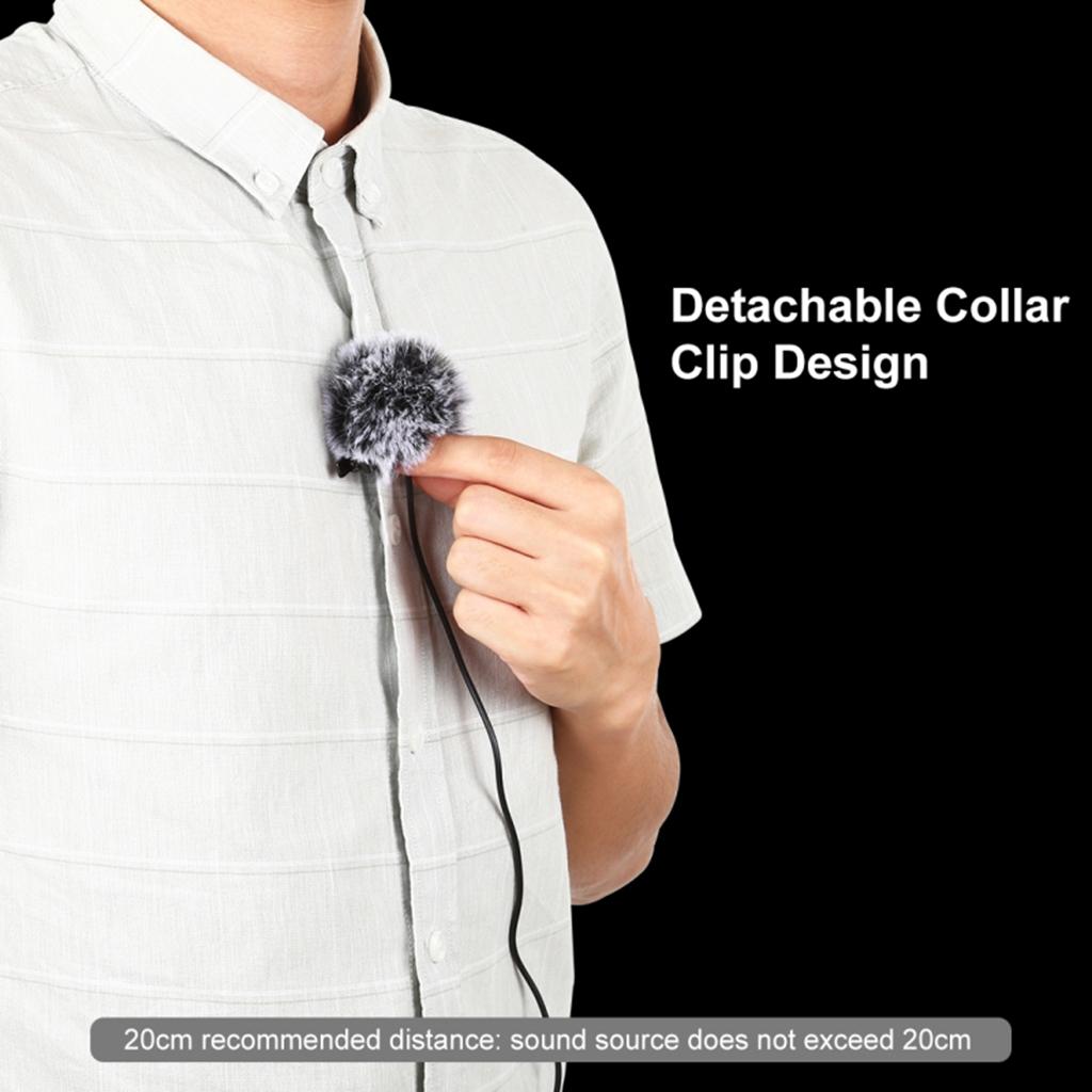 Clip-on Lapel Mini Lavalier Mic Microphone For Phone 3.5mm Jack 6M
