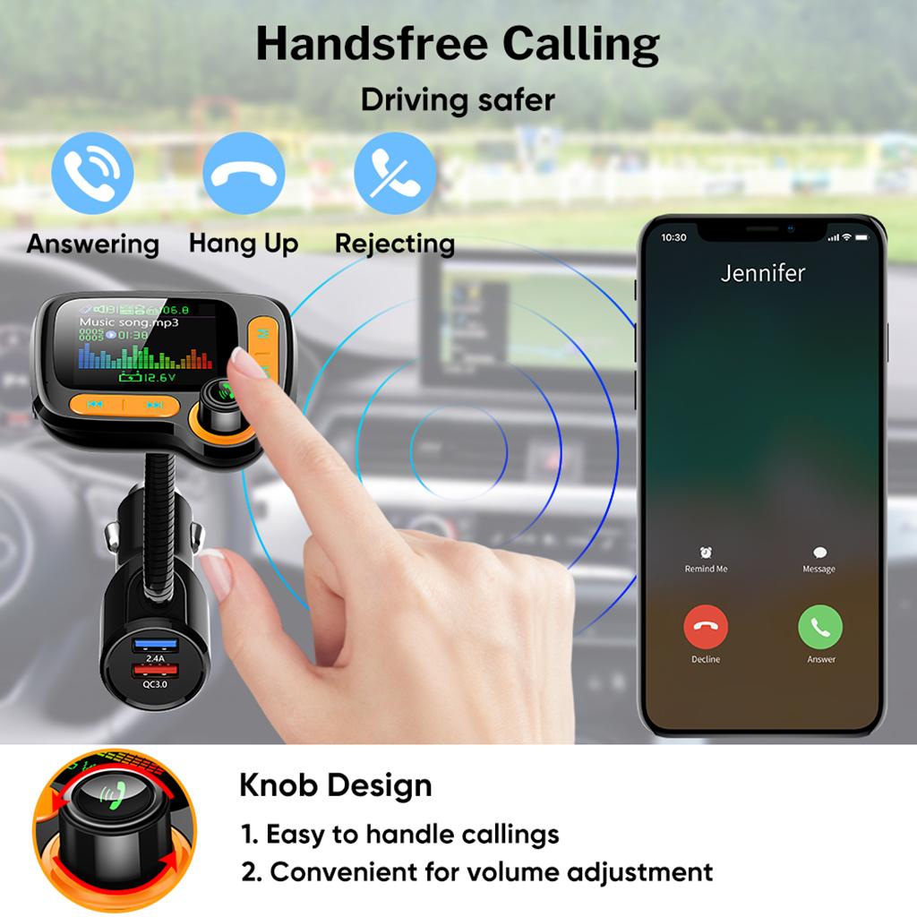 Car FM Transmitter MP3 Player Hands-free Radio Adapter USB Charger