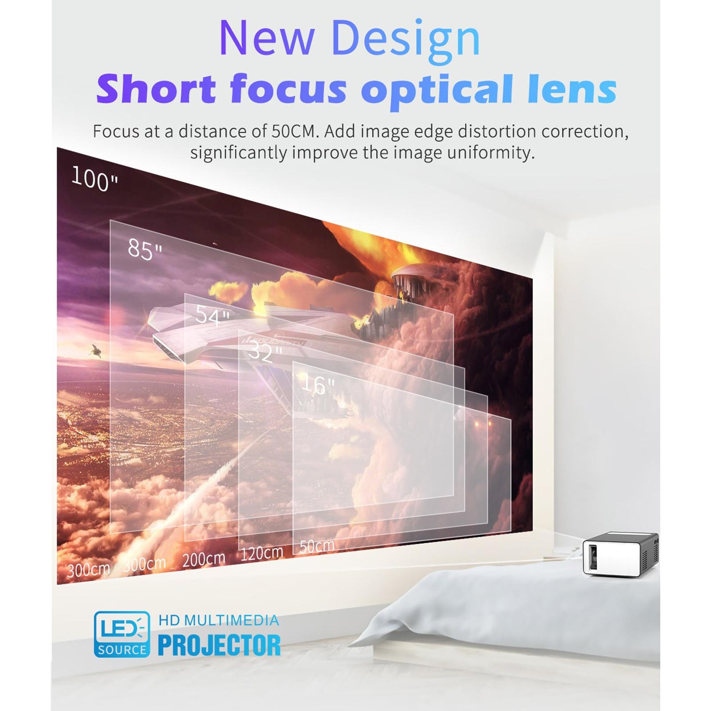 LED Mini Pocket Projector 1080P LCD Home Theater HDMI USB TF AV Kids Gift