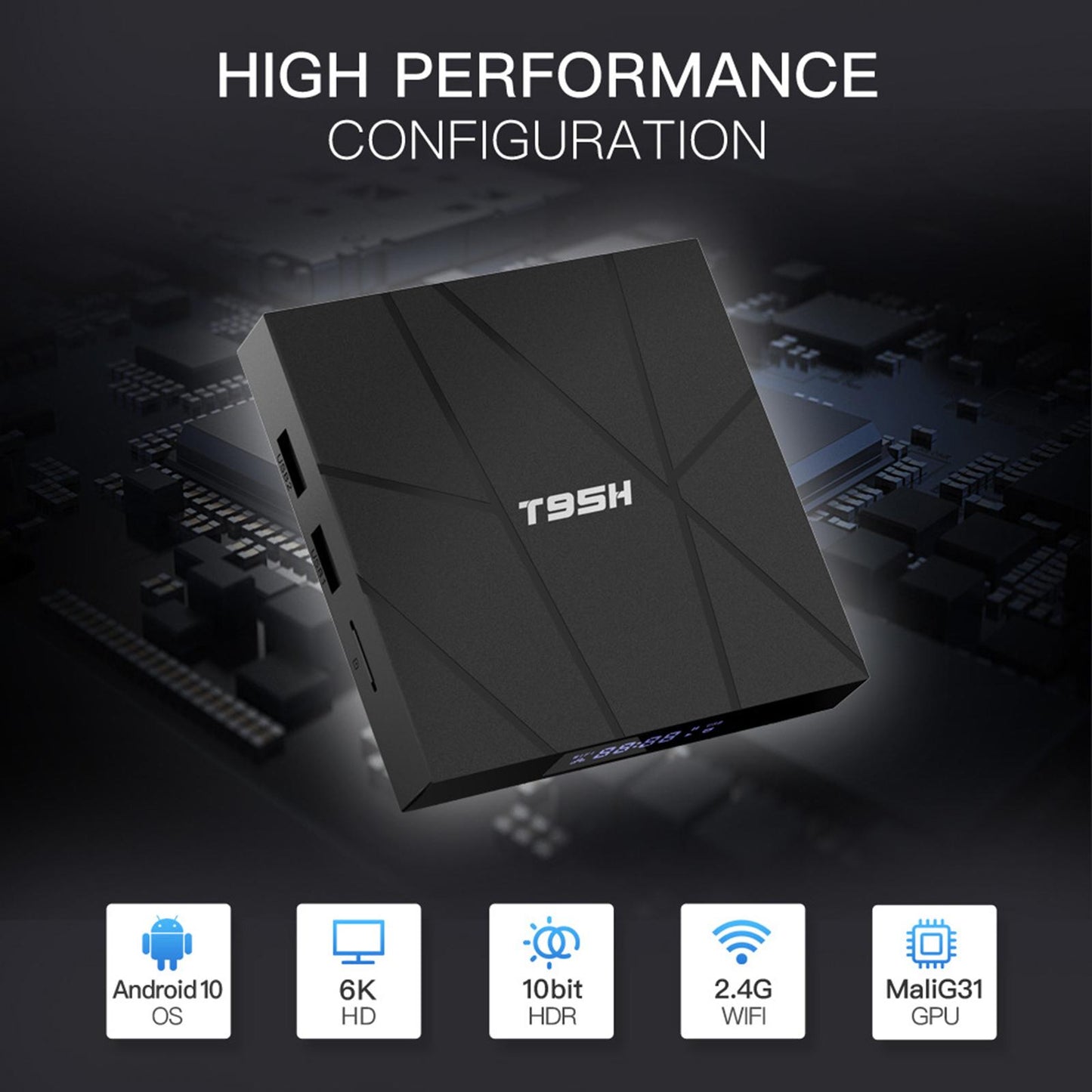 Quad Core Media Player T95H Voice Assistant STB UK Plug 2GB+16GB 