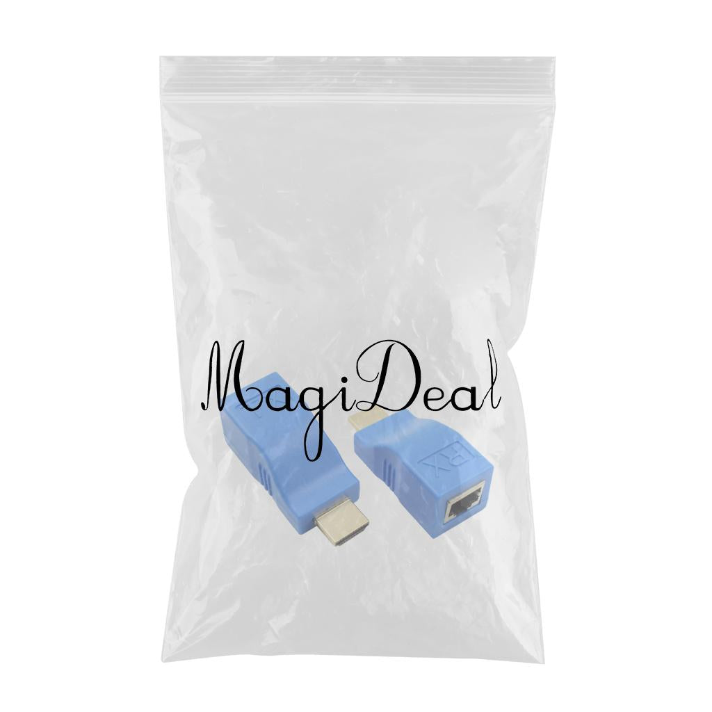 2 Pcs HDMI Extender to RJ45 Over Cat 5e/6 Network Ethernet 4K Adapter Blue