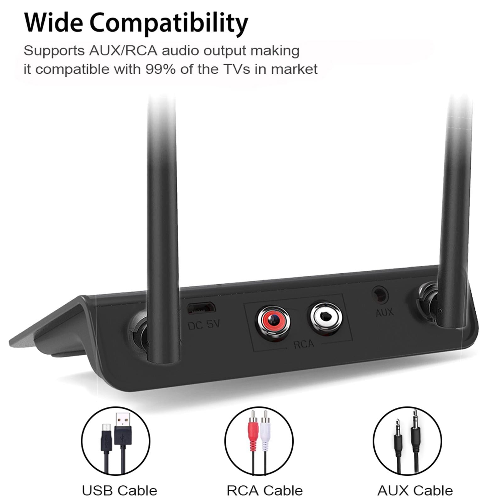 2in1 3.5mm Bluetooth5.0 Adapter Low Latency 80m for TV Home Sound System Car