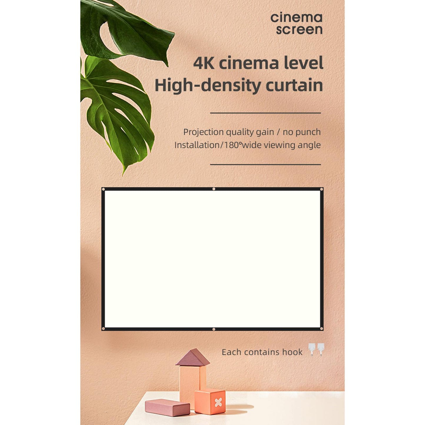 Projector Screen 16:9 HD Foldable Anti-Crease Projection Screen 72 inch