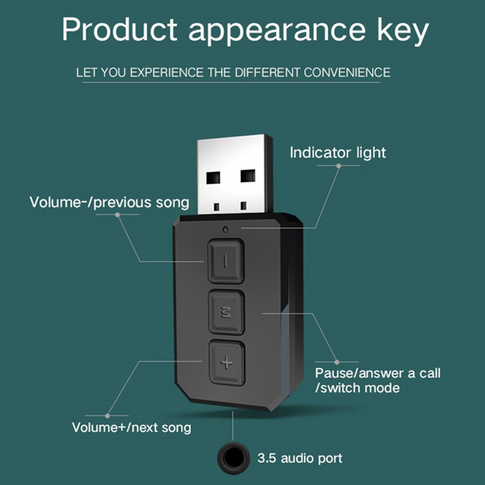 2-in-1 Wireless  5.0 Receiver Adapter Transmitter Dongle for Car TV