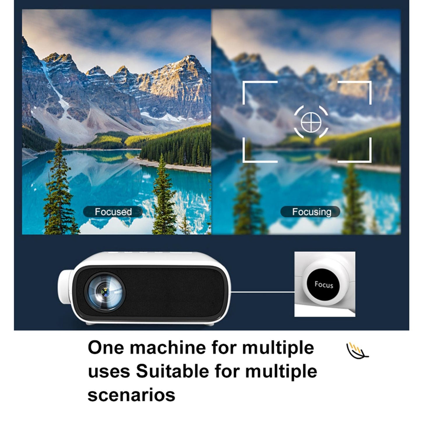 YG280 Mini Projector 1080P 80'' Display with LED HDMI AV USB AUX UK Black