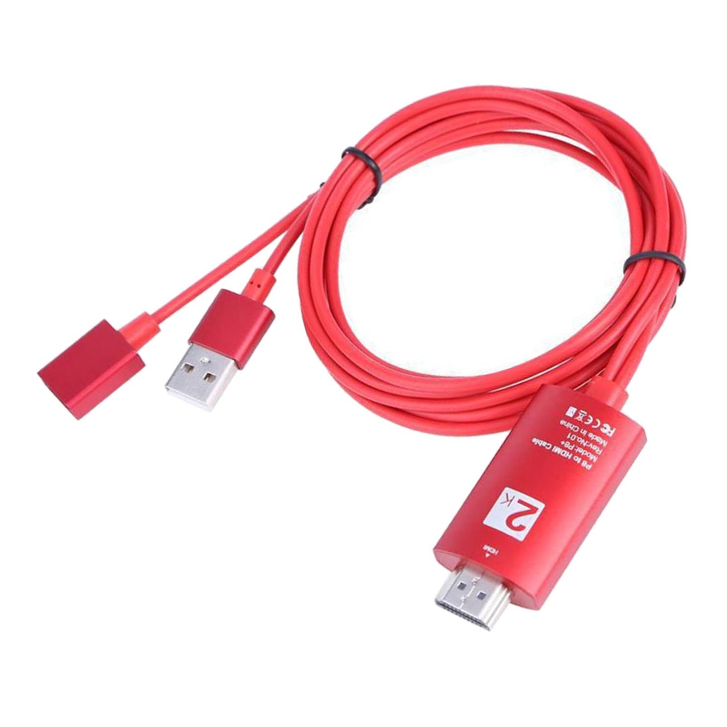 2m Full HD 1080P USB to HDMI Cable Adapter for iPhone 8 X 7 Android Phones