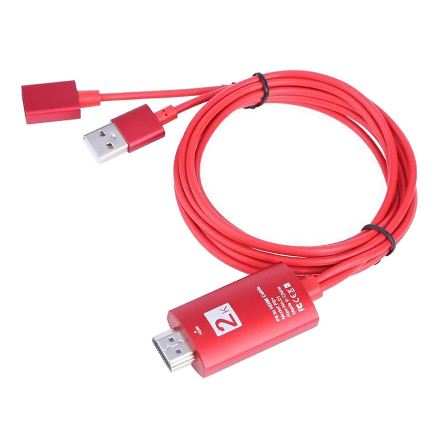 2m Full HD 1080P USB to HDMI Cable Adapter for iPhone 8 X 7 Android Phones