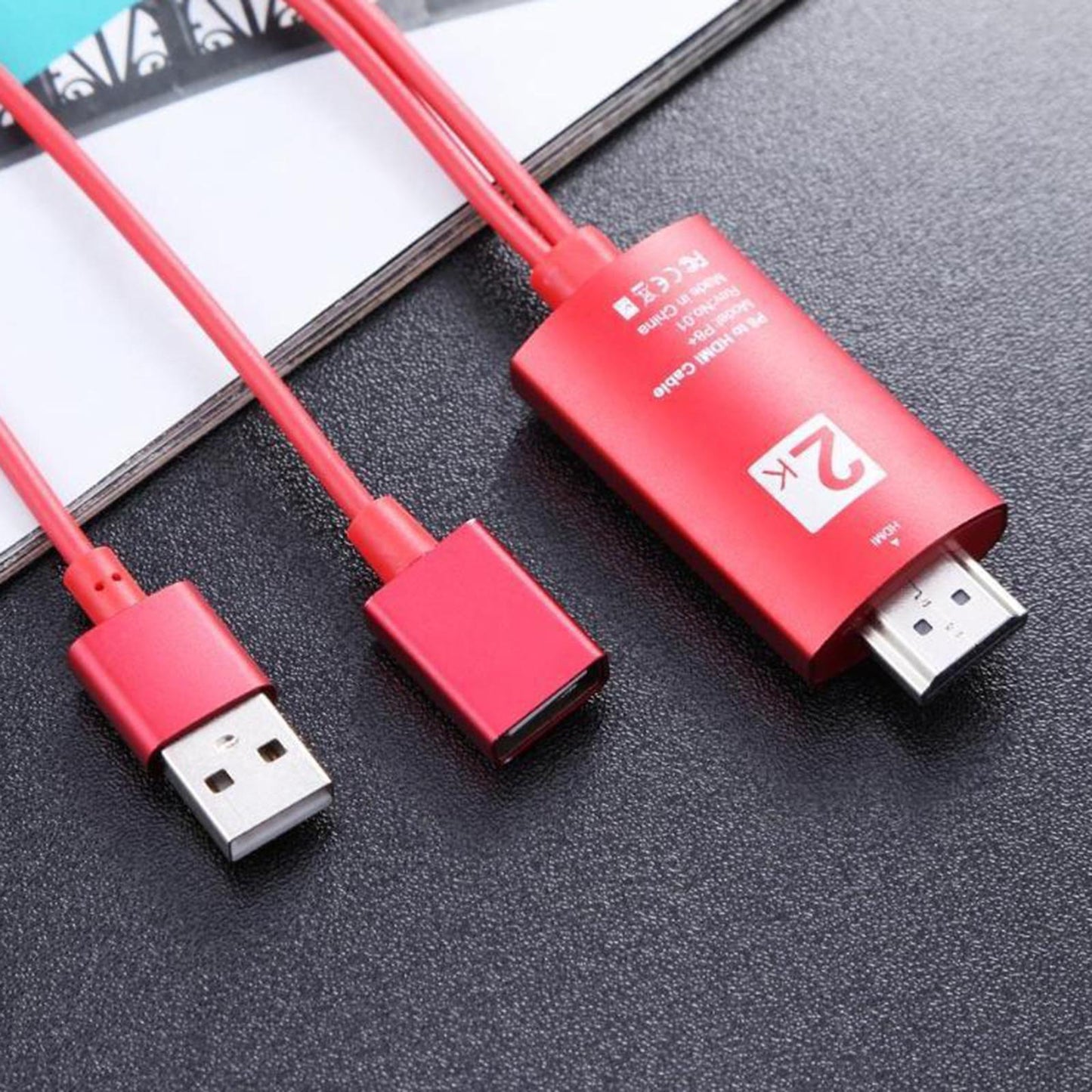 2m Full HD 1080P USB to HDMI Cable Adapter for iPhone 8 X 7 Android Phones