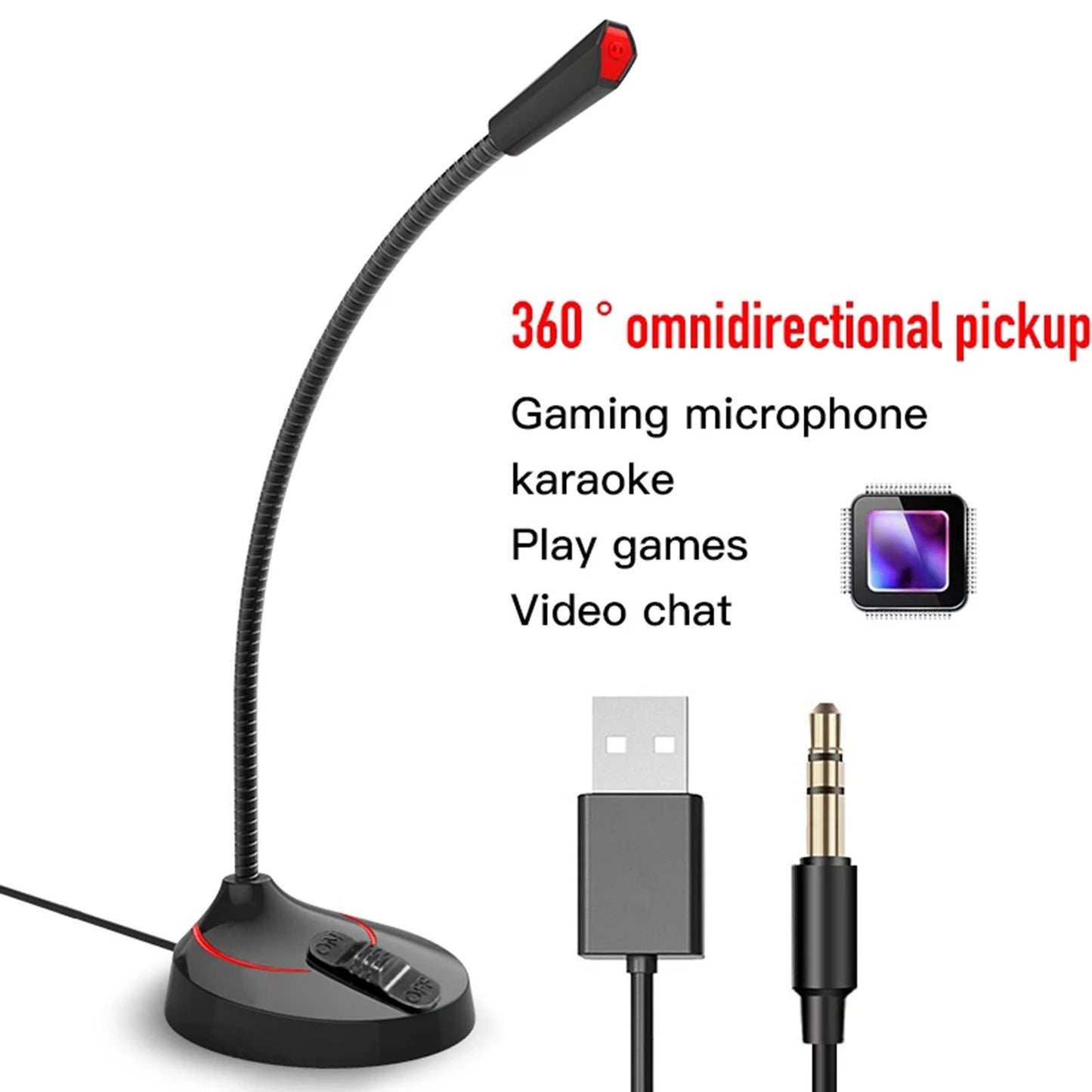 USB/3.5mm Mini Condenser Microphone Mic for PC Computer F12 Black 3.5mm