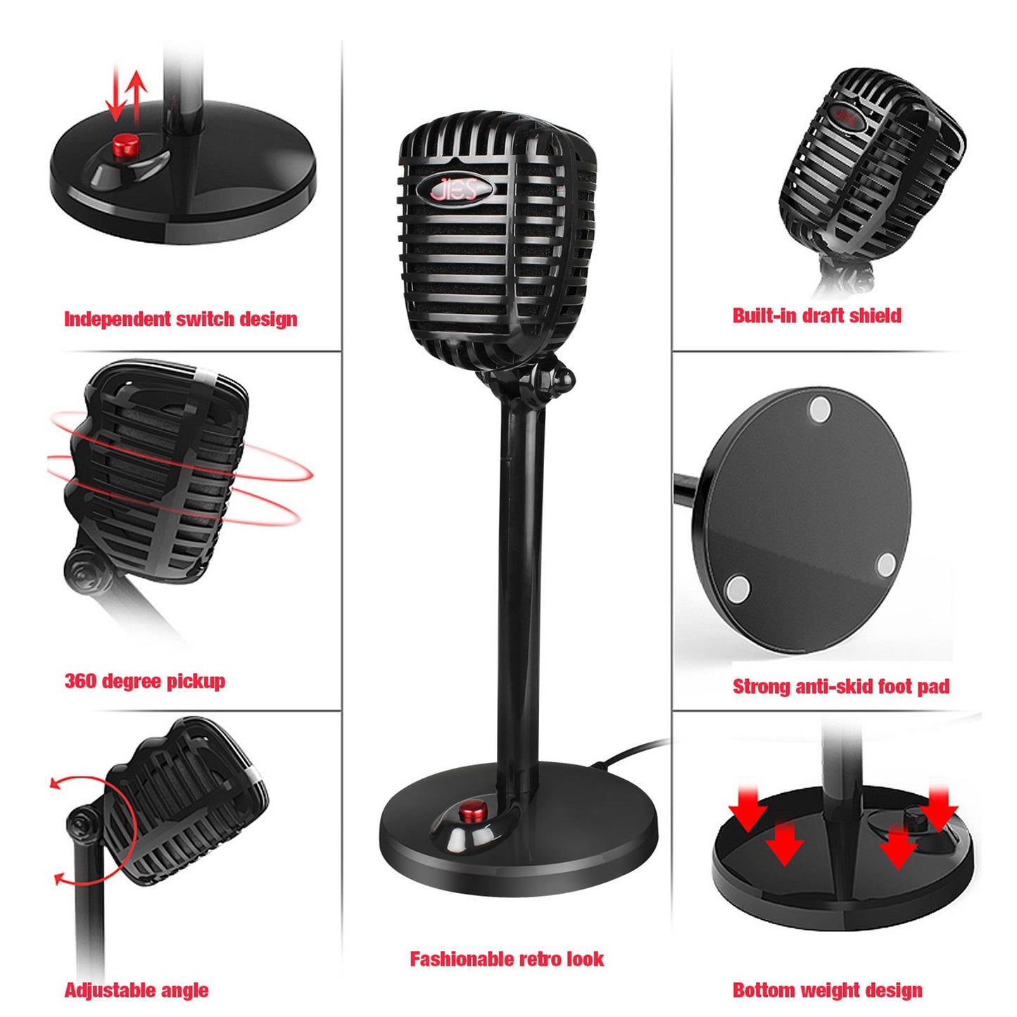 USB/3.5mm Mini Condenser Microphone Mic for PC Computer F13 Black 3.5mm