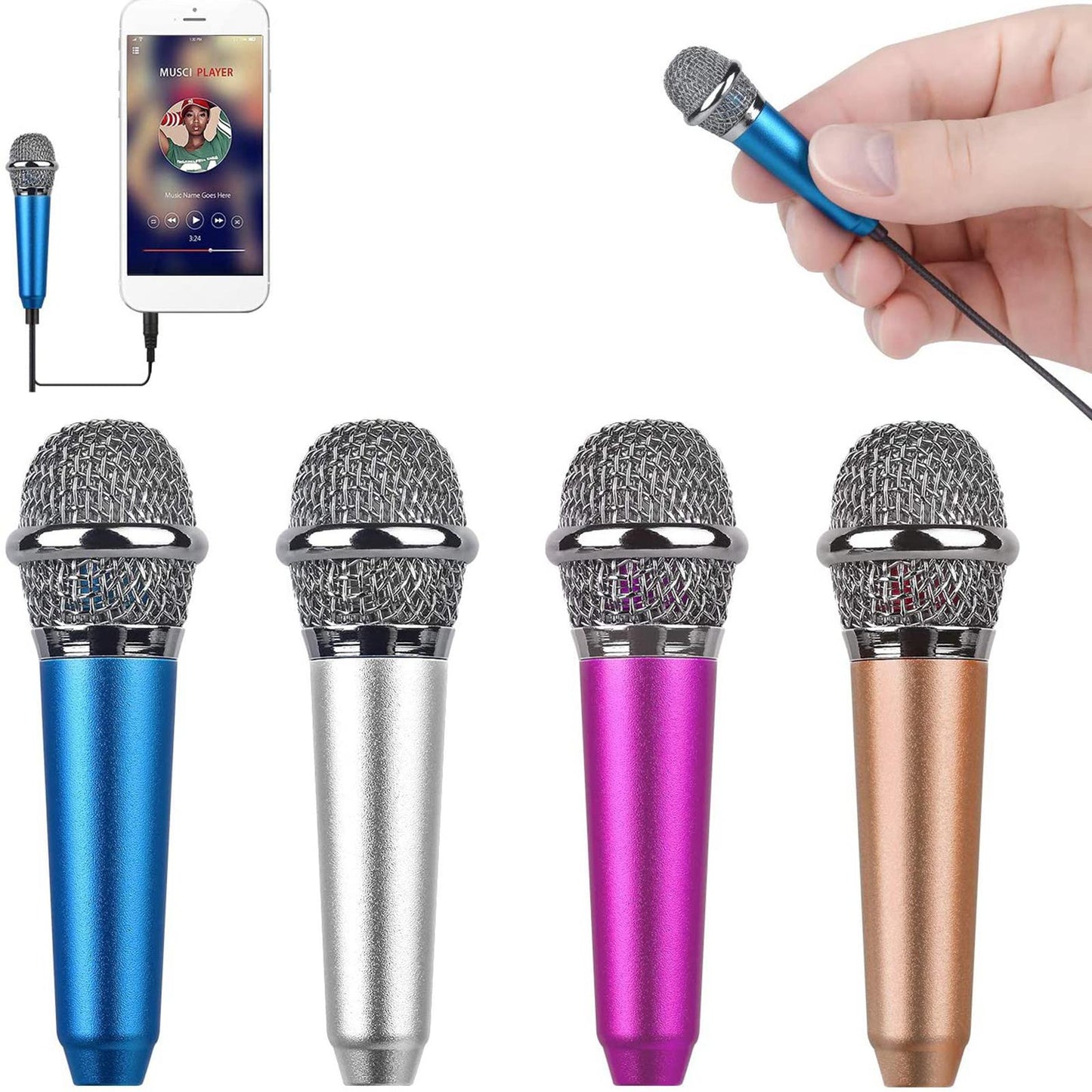 Portable Mini Karaoke Microphone Mic for Singing Voice Recording  Rose Gold