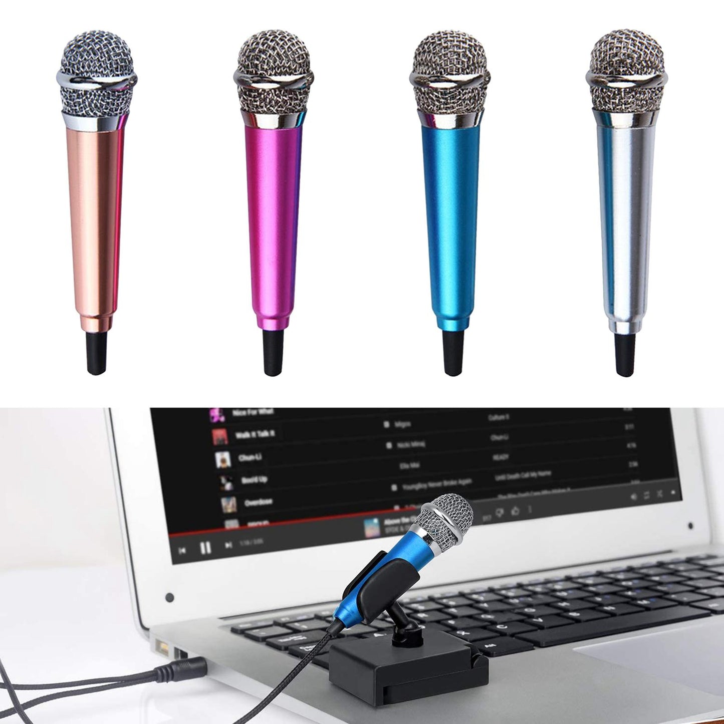 Portable Mini Karaoke Microphone Mic for Singing Voice Recording  Rose Gold