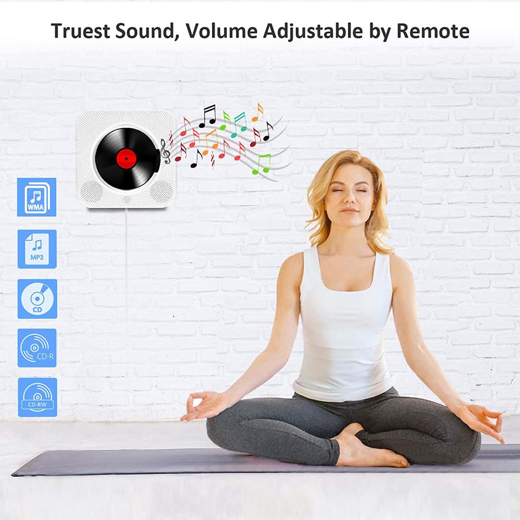 Bluetooth CD Player with FM Speakers MP3 Headphone Jack AUX SD Card US