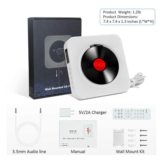 Home Bluetooth CD Music Player Wall Mountable FM Radio Remote Control AU