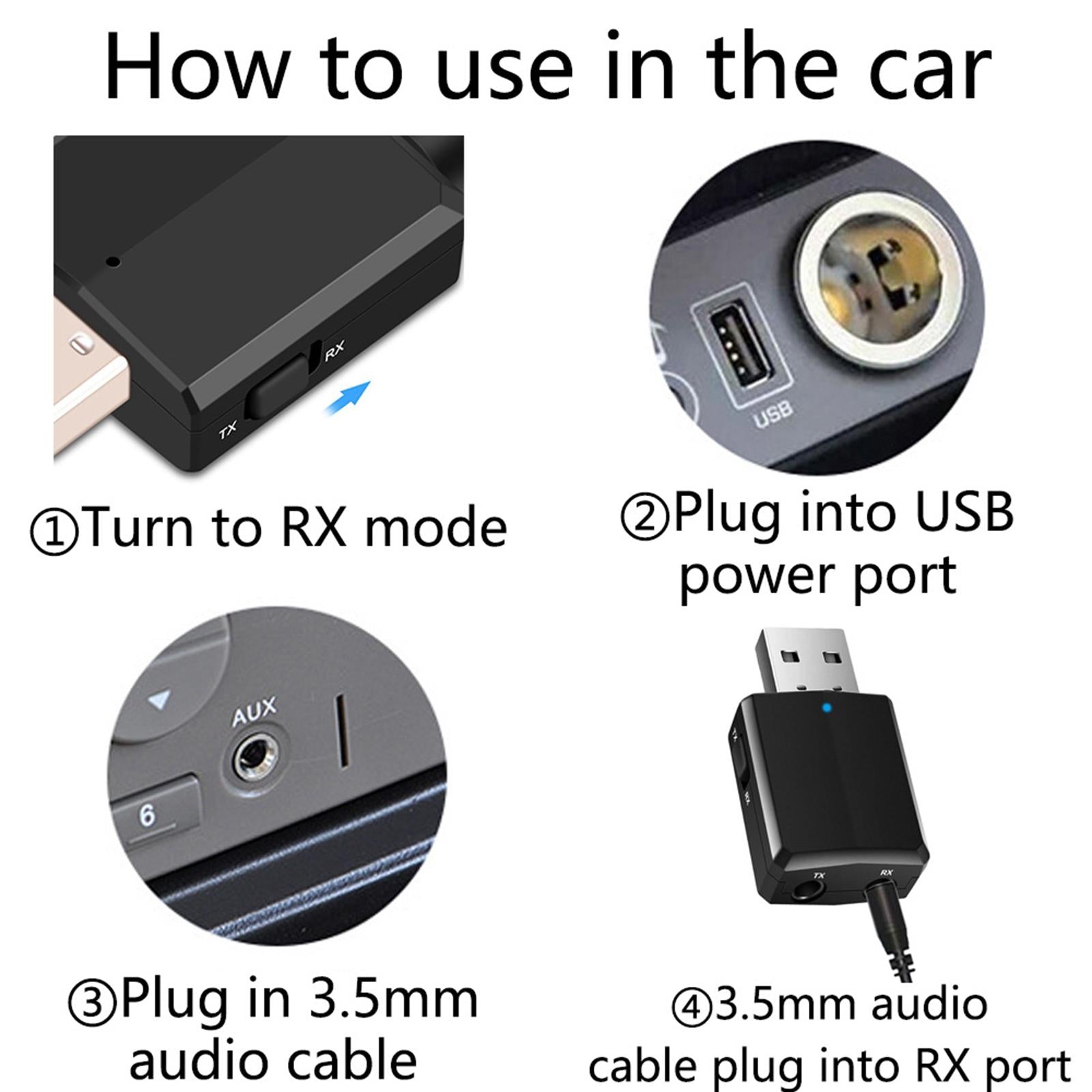 TV USB 3.5MM Bluetoooth Transmitter & Receiver Dongle for PC Computer black