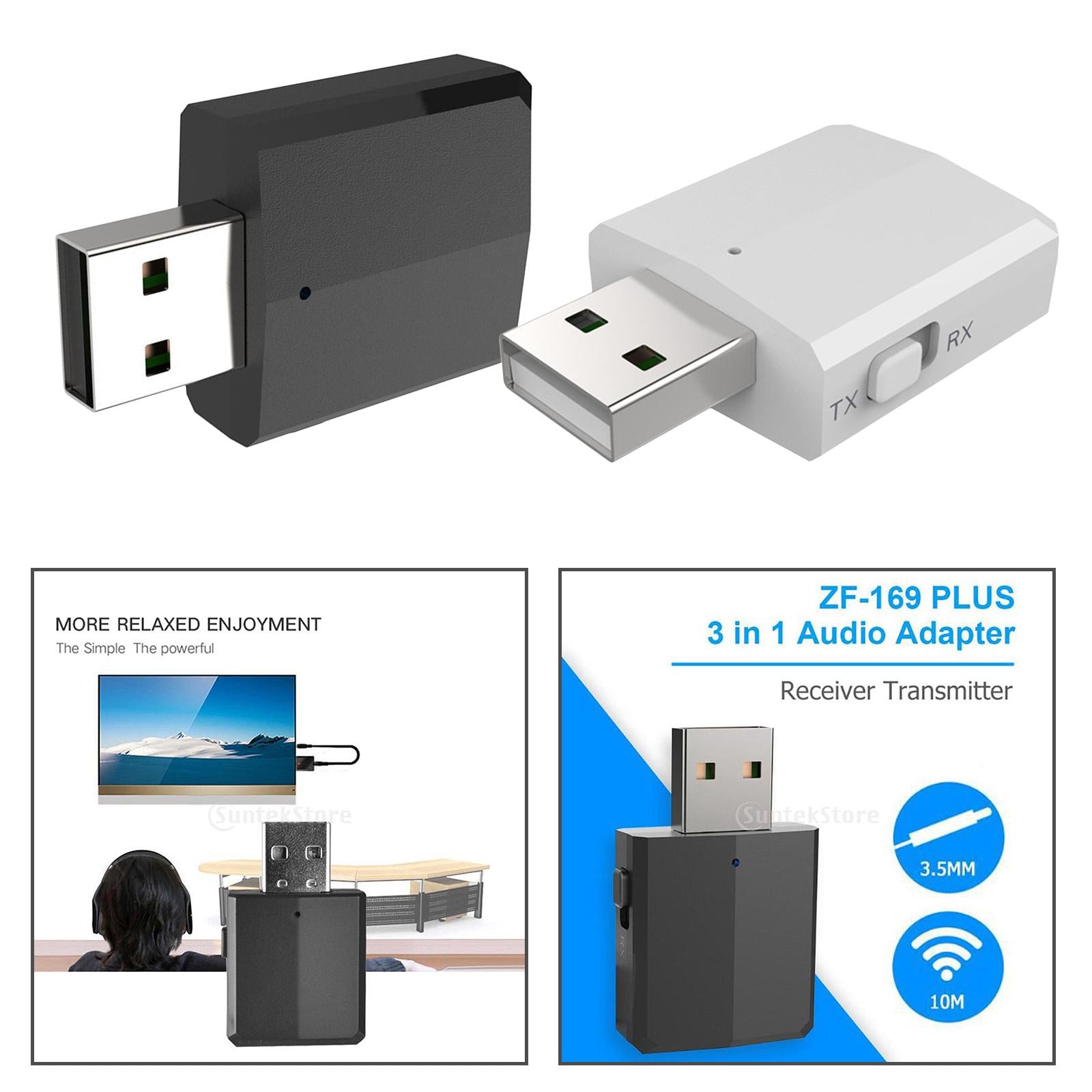 TV USB 3.5MM Bluetoooth Transmitter & Receiver Dongle for PC Computer black