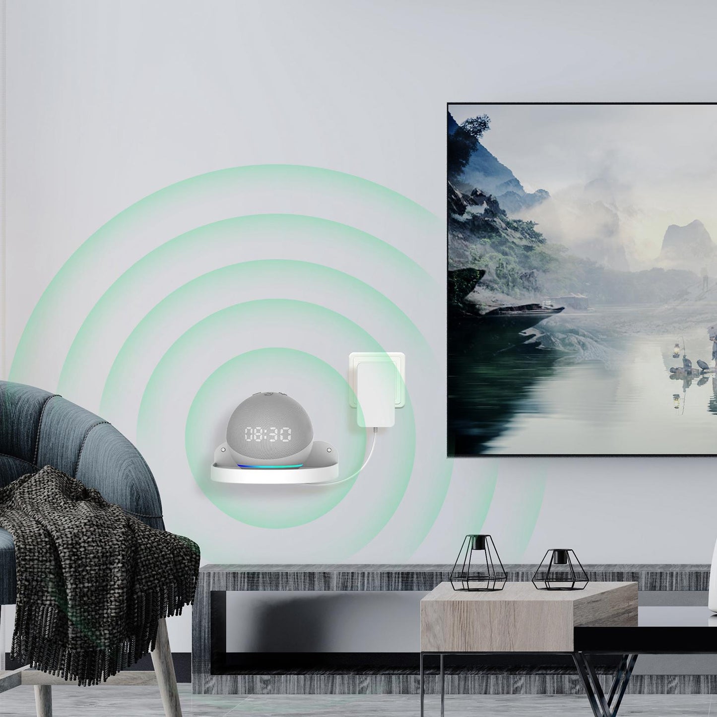 Wall Mount Shelf for Amazon Echo Dot 1 2 3 4 Speaker Smartphones white