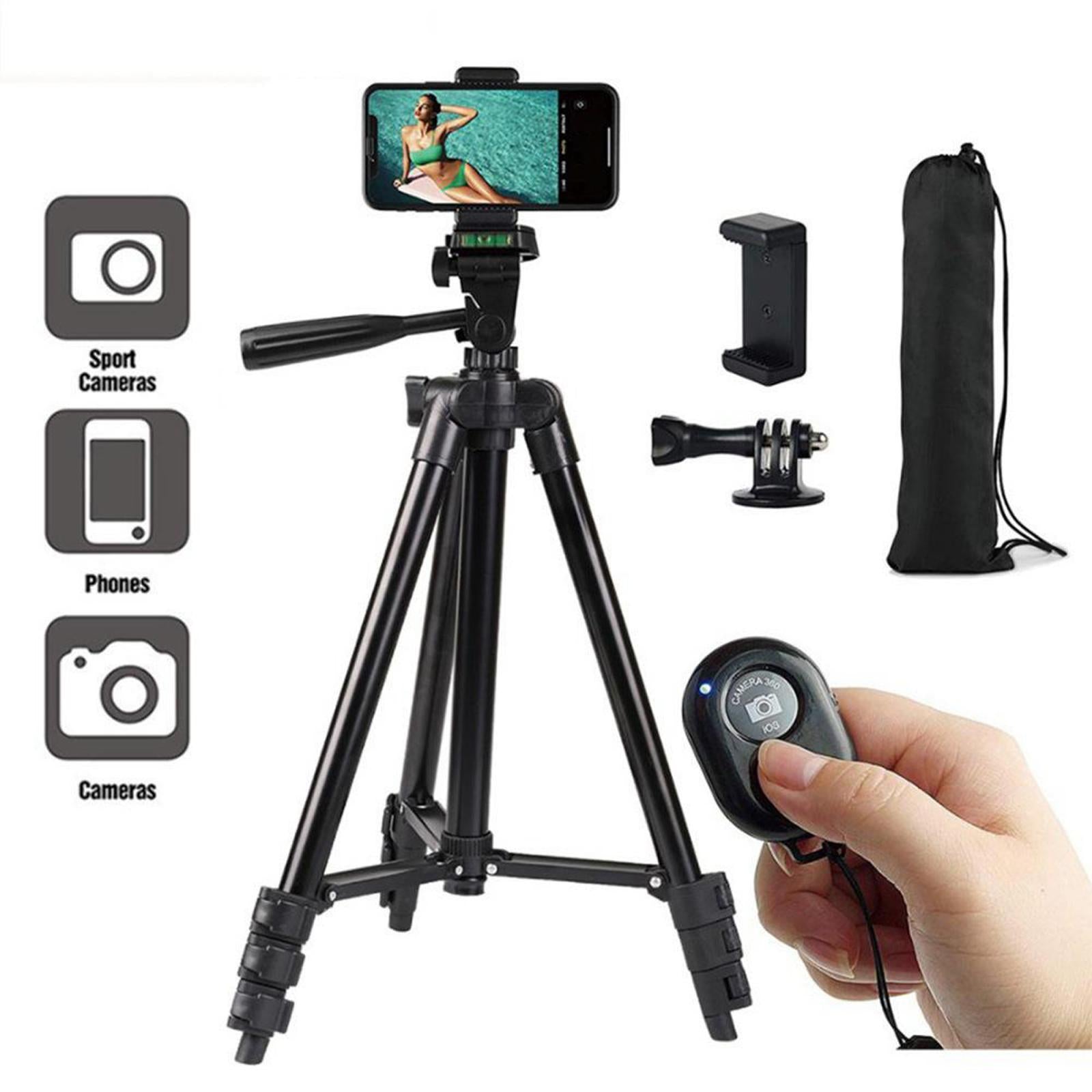 Tripod Stand Selfie Stick Aluminum 4-Sections Bluetooth Remote for Gopro