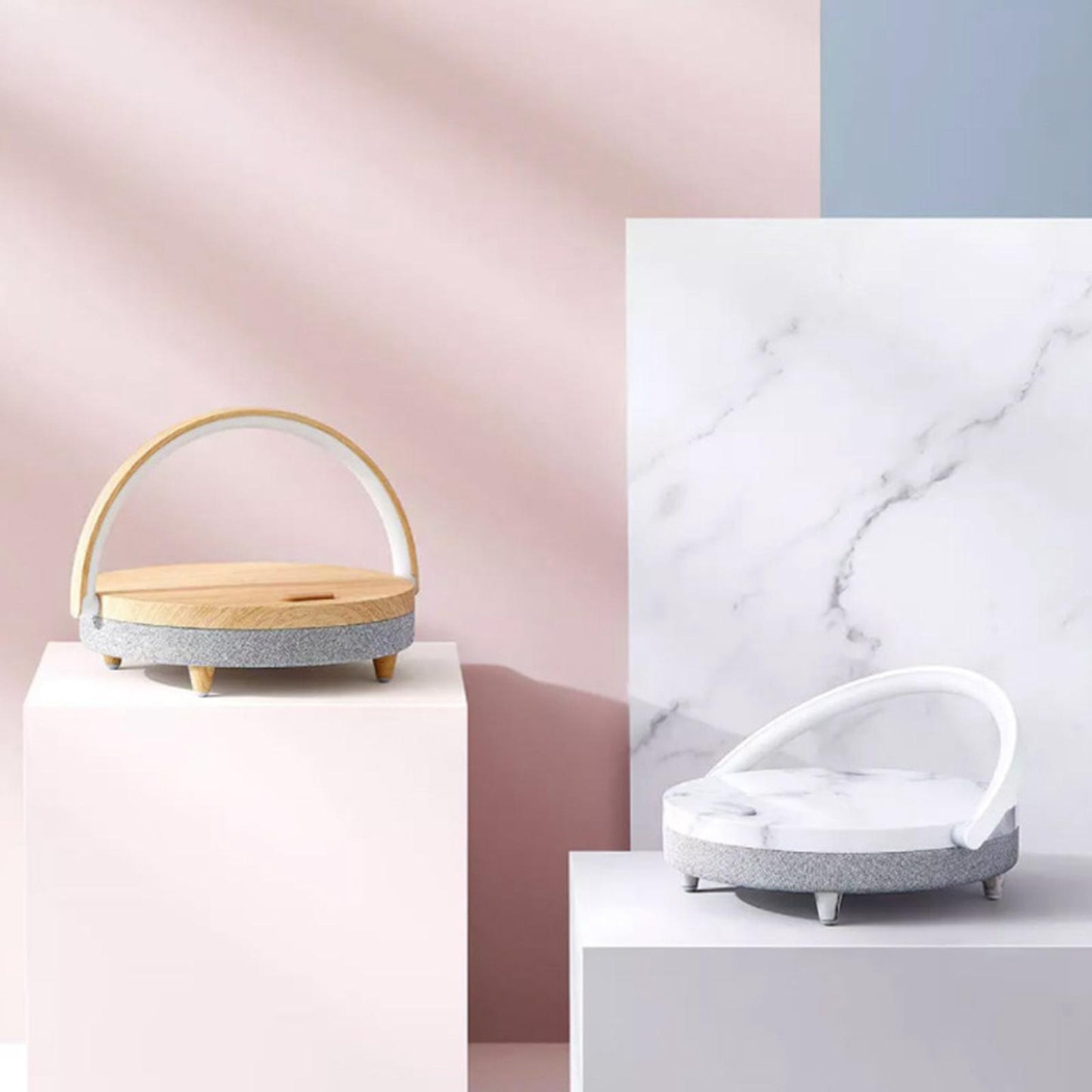 Portable Bluetooth Speaker Wireless Charger USB Powered Lamp for Home Office Marble