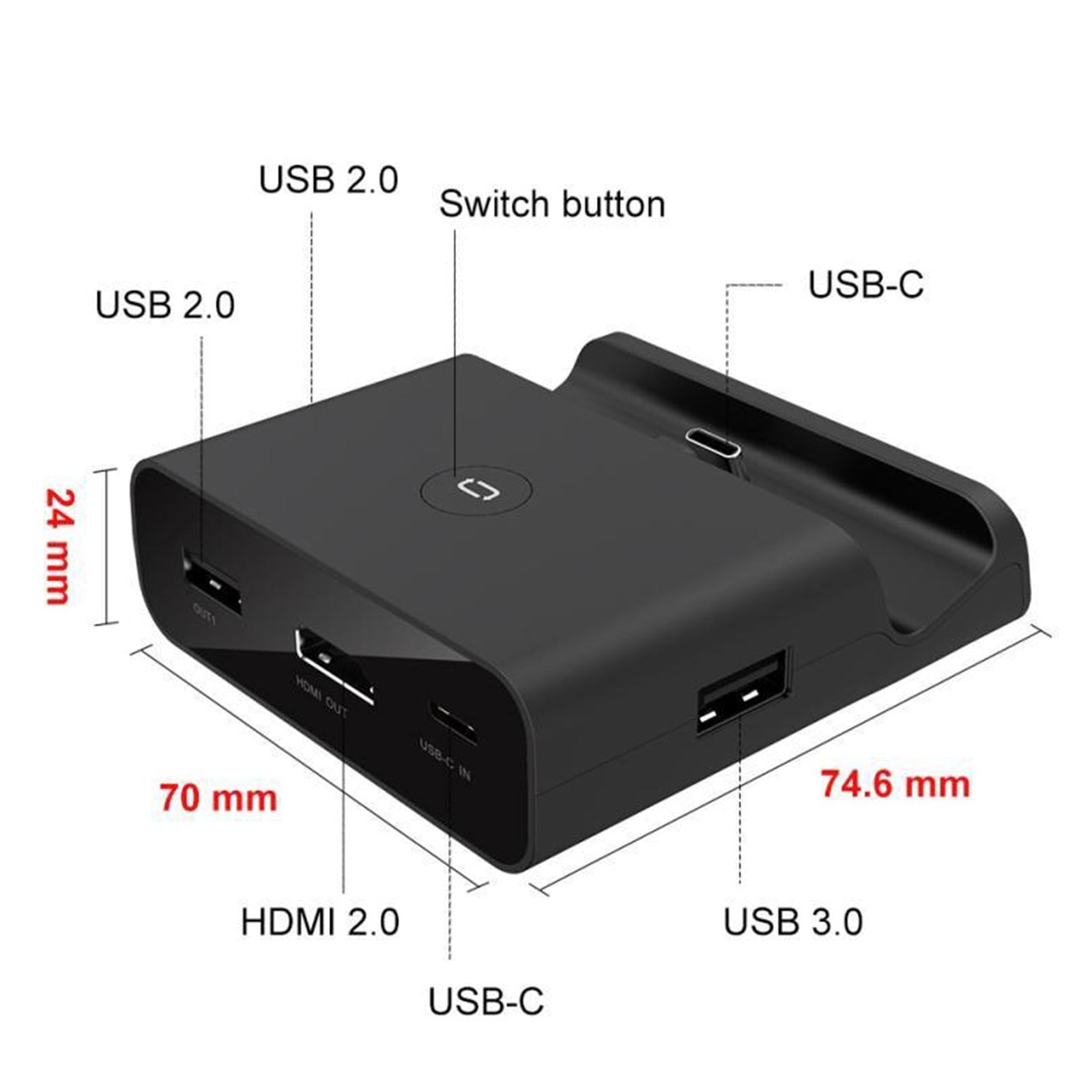 New Portable TV HDMI Converter Charging Dock Charger For Nintendo Switch NS Black
