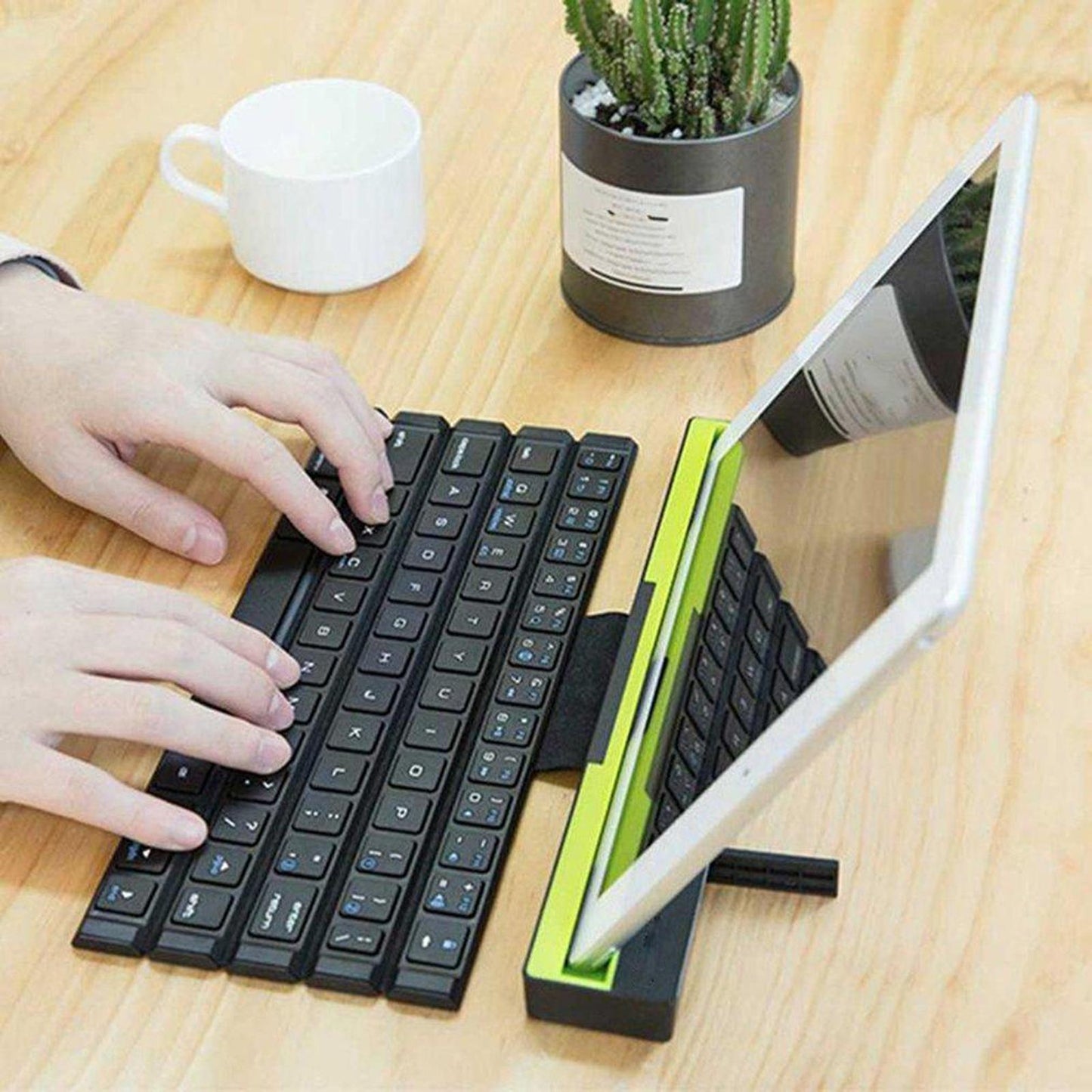 Portable Foldable Ultra-Thin Bluetooth Keyboard Pocket Sized for Windows iOS Blue