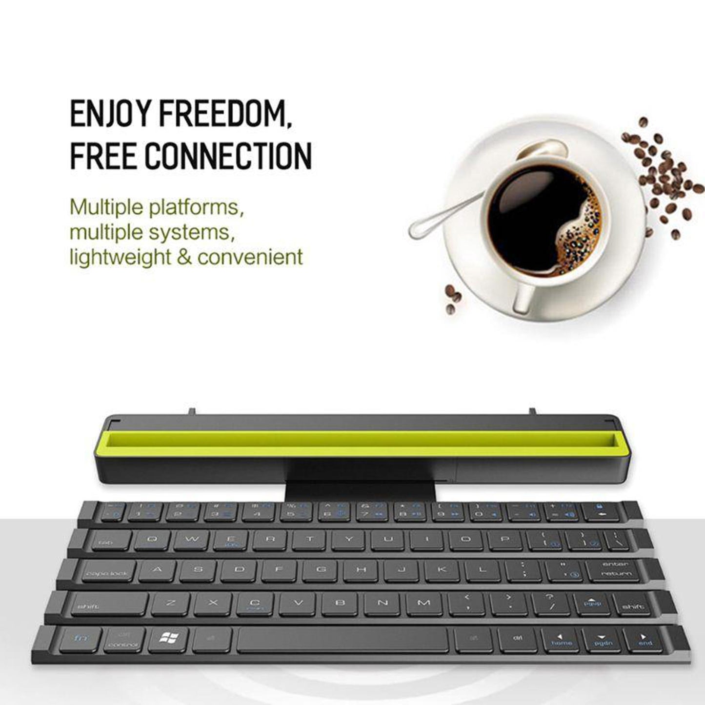 Portable Foldable Ultra-Thin Bluetooth Keyboard Pocket Sized for Windows iOS Blue