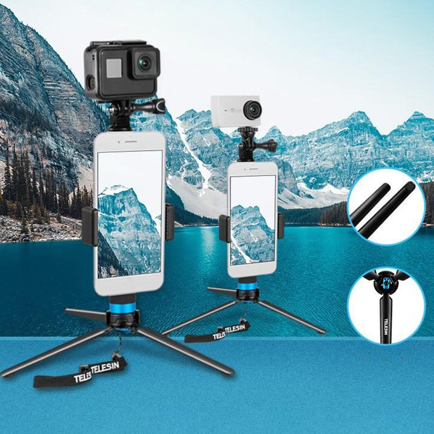 Premium Selfie Stick Adjustable Telescopic Rod Compatible for GoPro Hero Plastic tripod