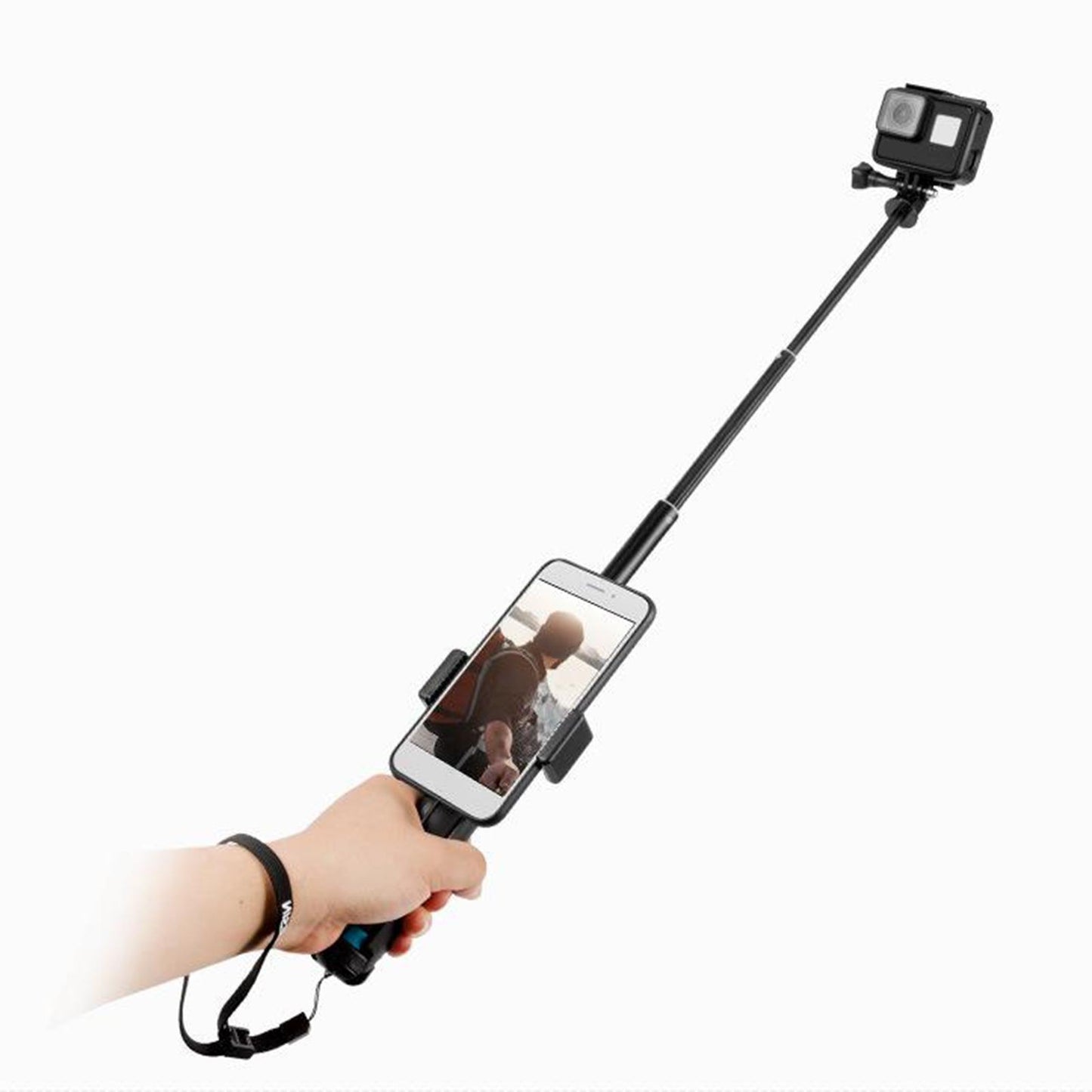 Premium Selfie Stick Adjustable Telescopic Rod Compatible for GoPro Hero Plastic tripod