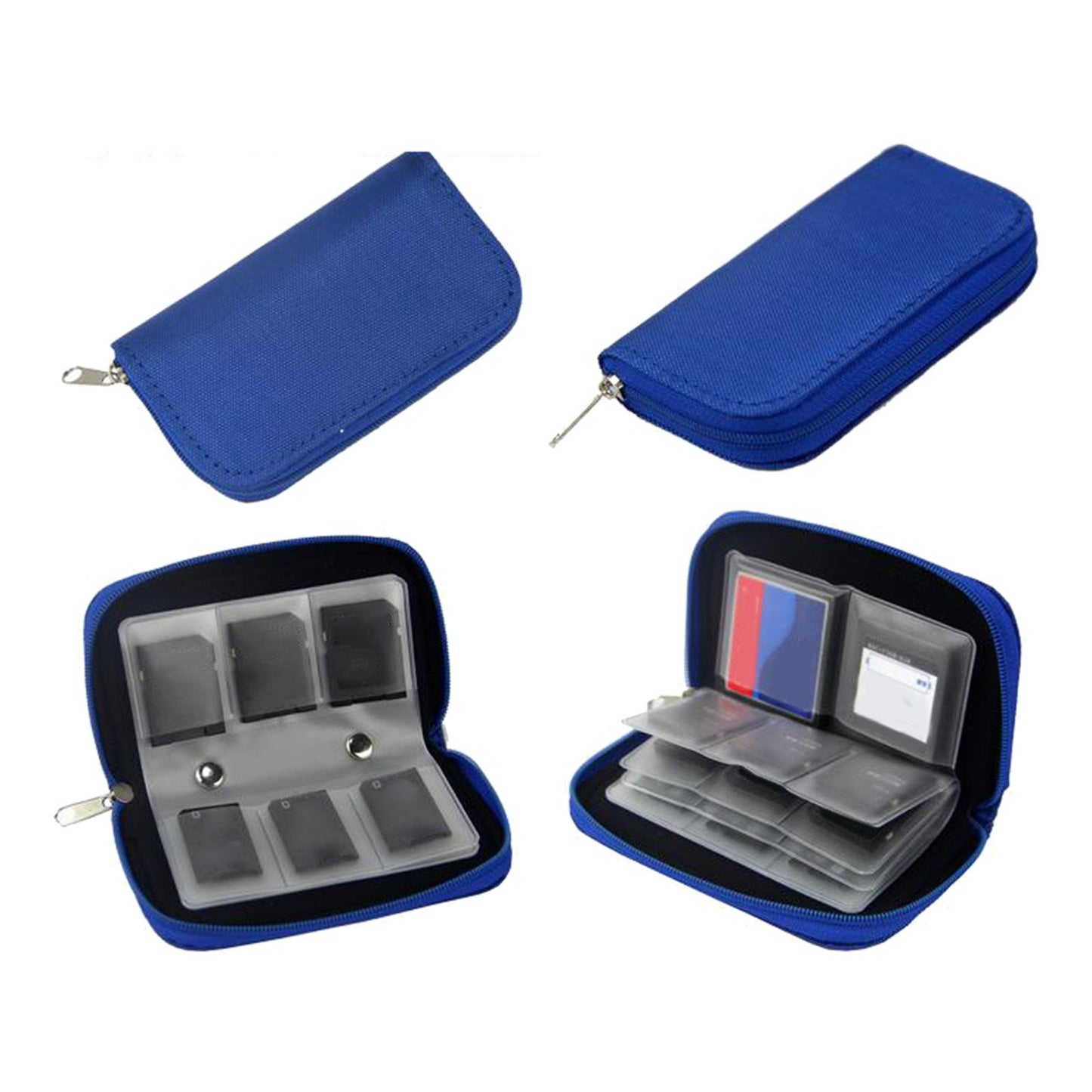 Nylon 22-Slot Memory Card Case Large Capacity Shockproof Protector Blue