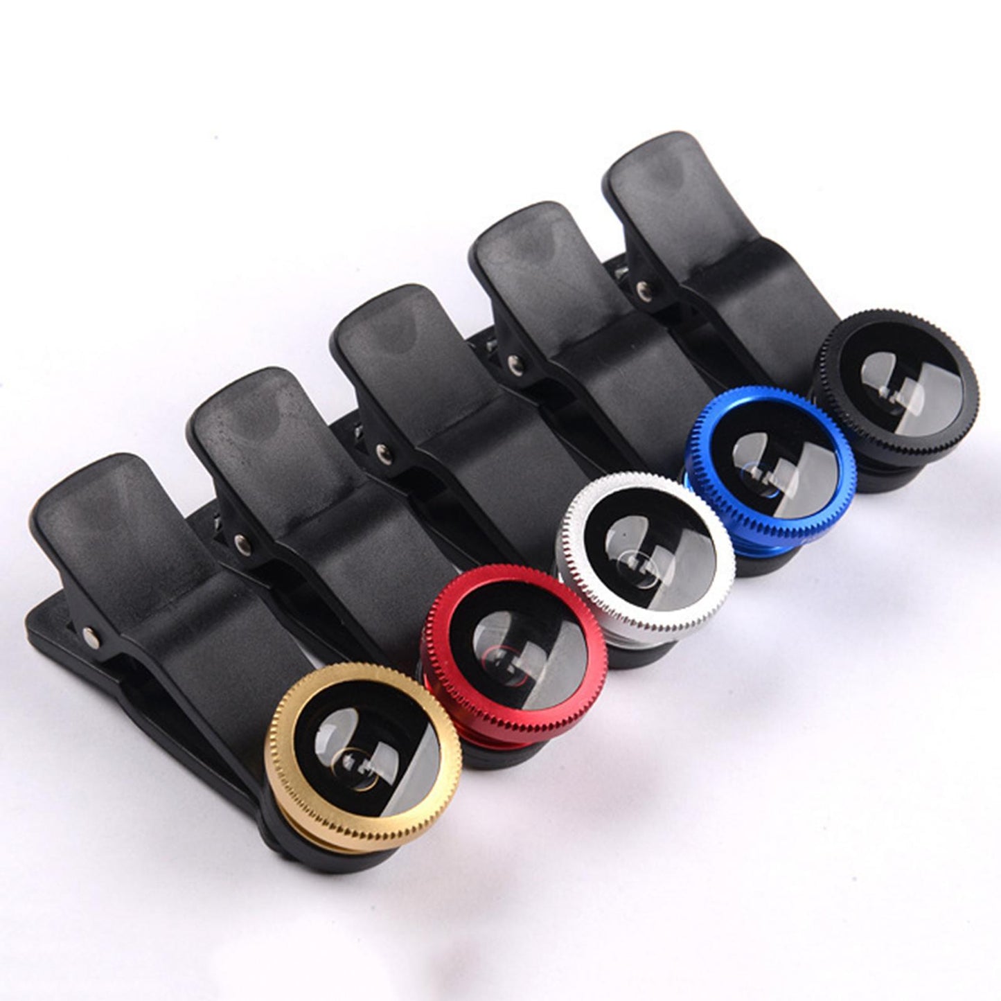 3 in 1 Phone Lens Clip-On Fisheye Lens Wide Angle Lens Macro Lens Red