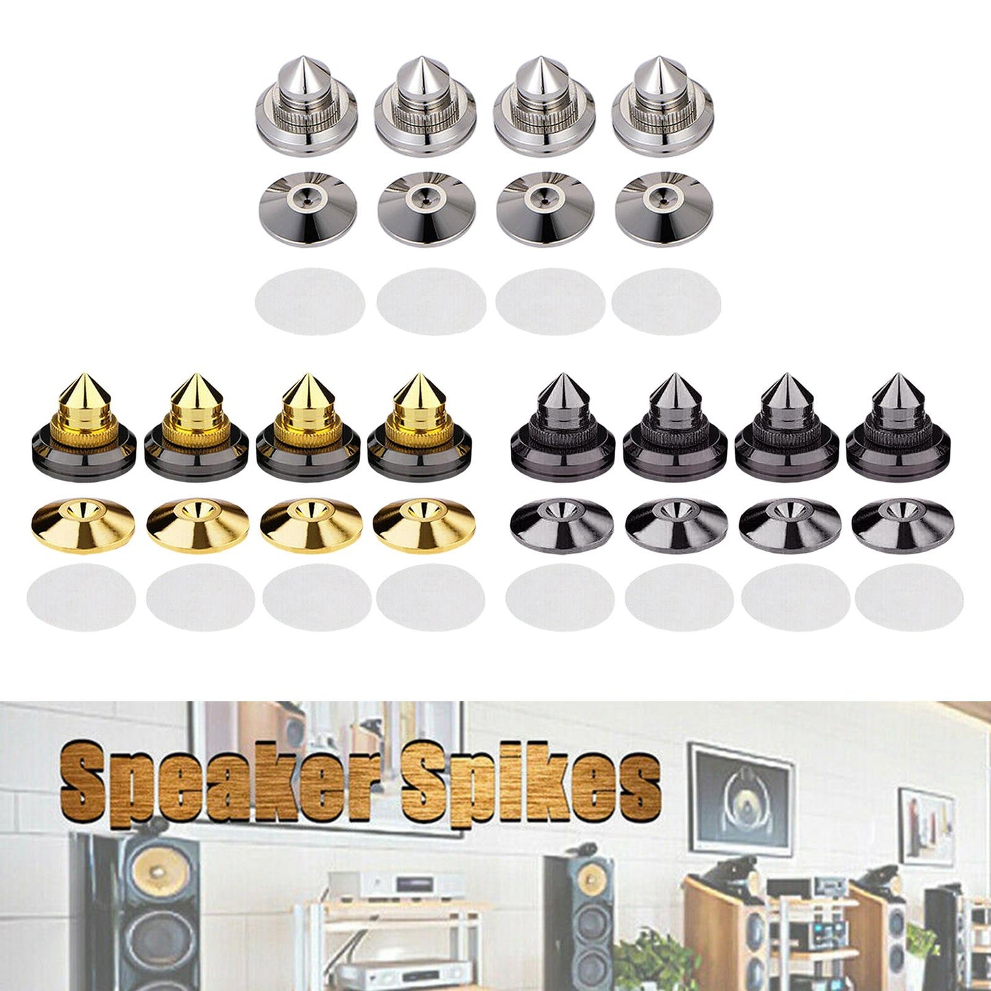 4PCS Speakers Stand Spikes Loudspeaker Box Nails Pads Copper Alloy Gold