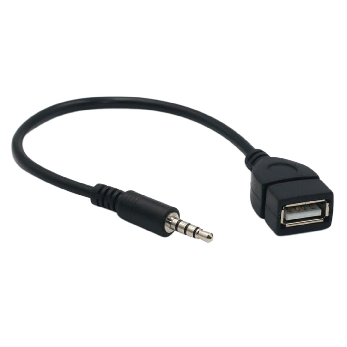 Black 3.5mm Male Audio AUX to USB Female OTG Converter Adapter Cable