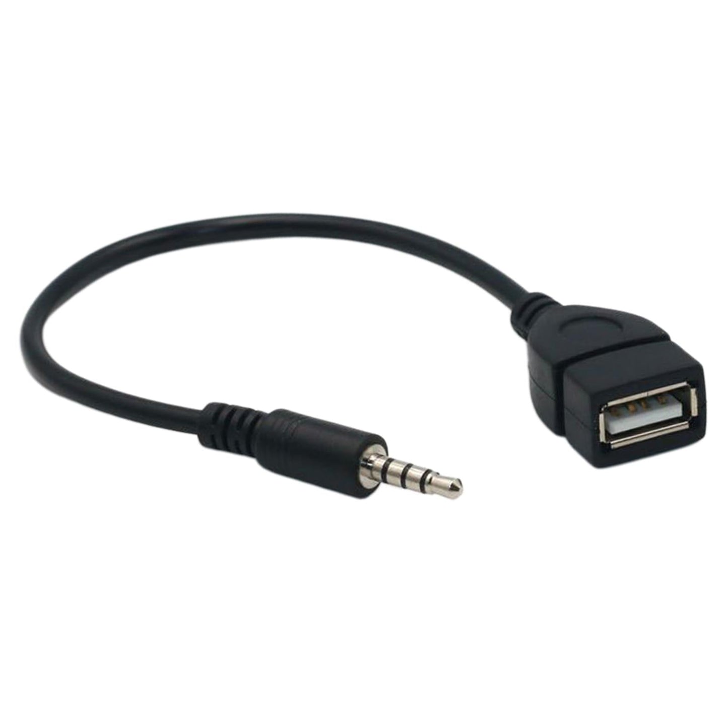 Black 3.5mm Male Audio AUX to USB Female OTG Converter Adapter Cable