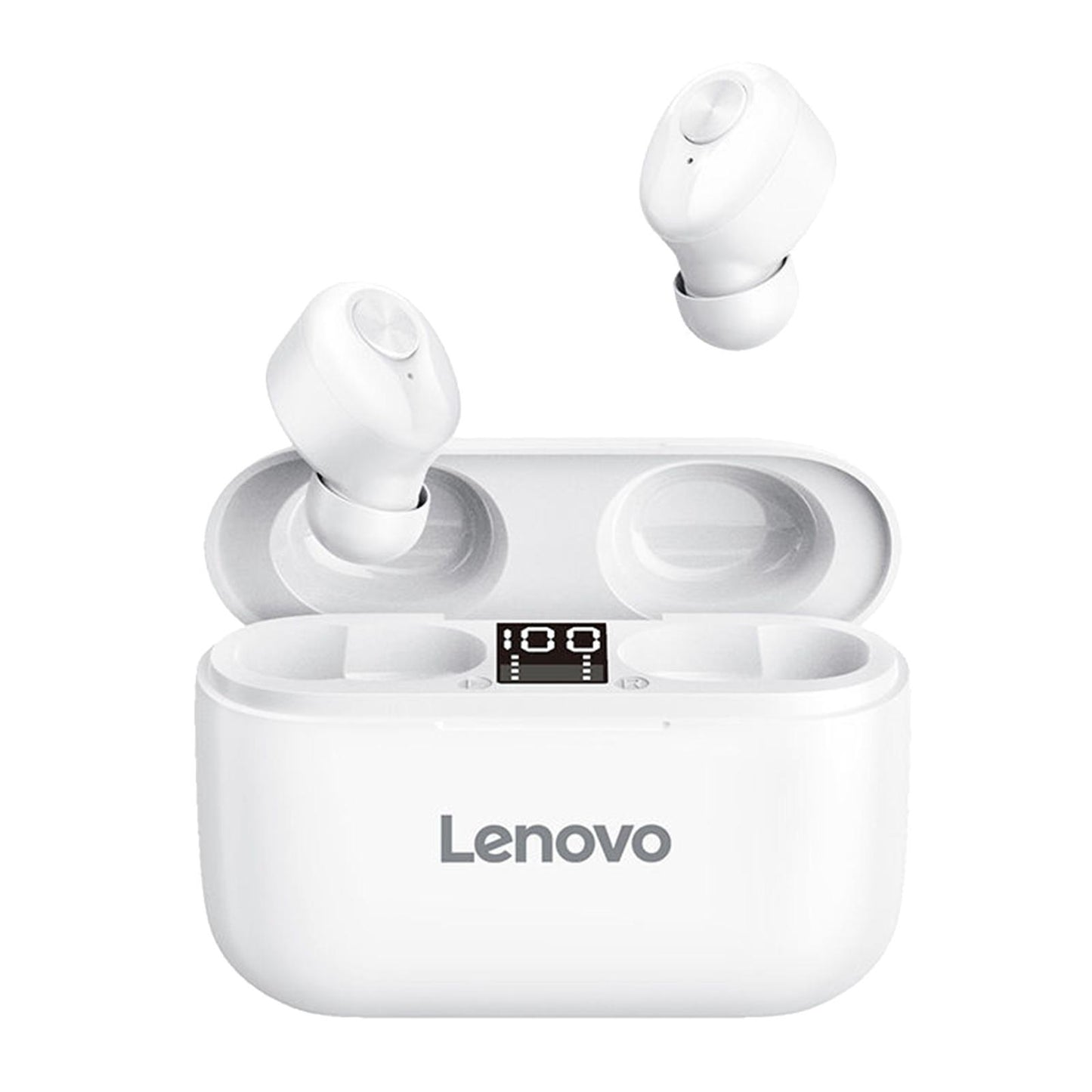 HT18 Bluetooth 5.0 Earphones LED Display Earbuds Headset HIFI Stereo White