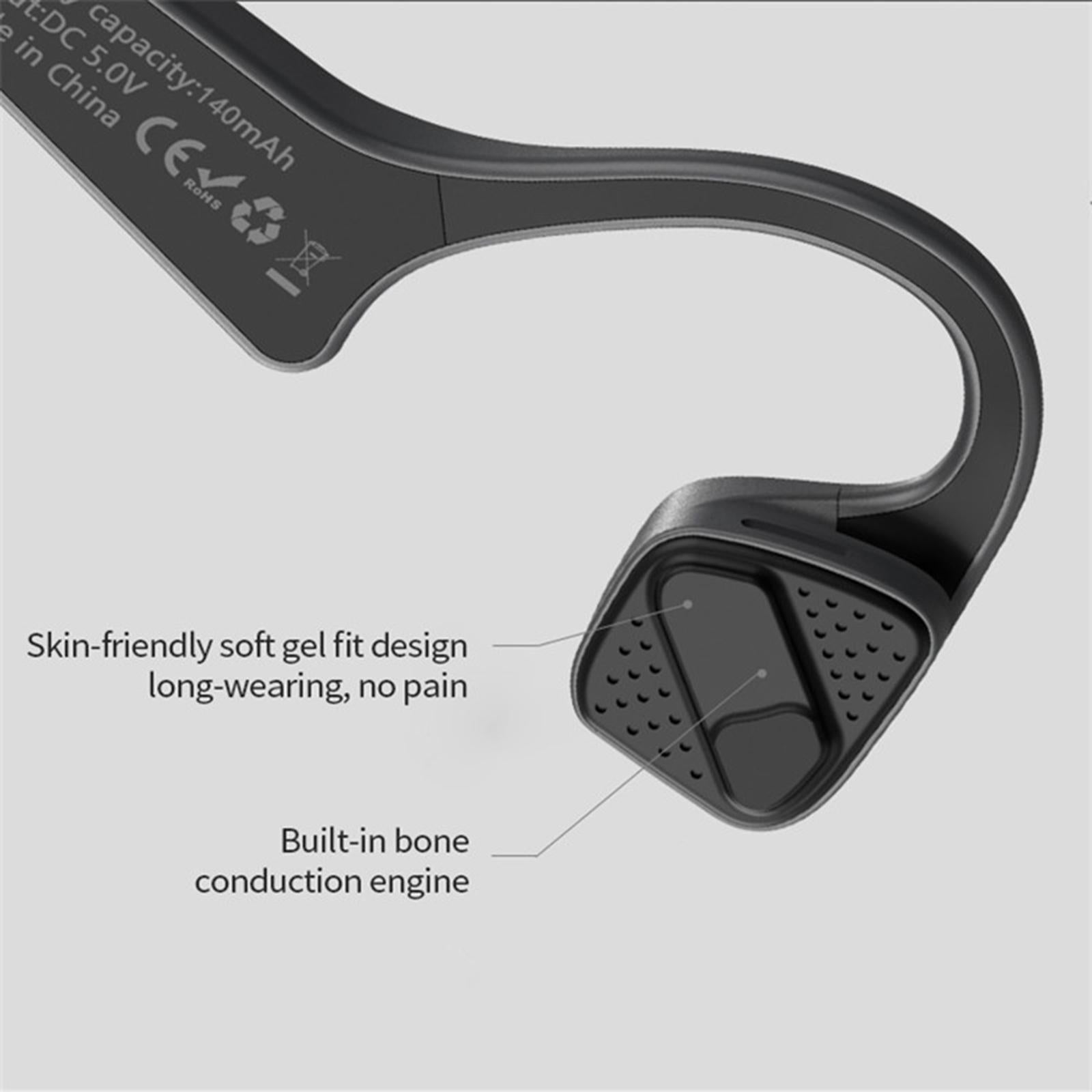 Bone Conduction Headset Bluetooth Wireless Outdoor Open Ear Headphones Black